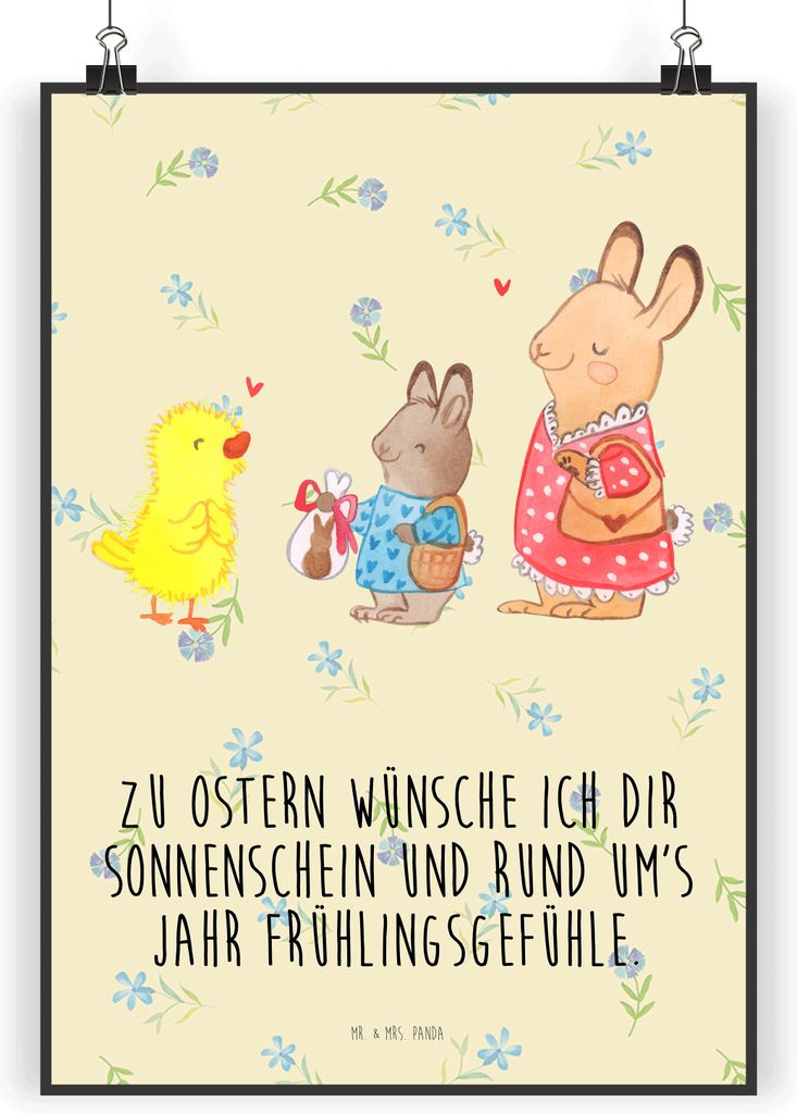 Mr. & Mrs. Panda Bild Ostern Geschenke DIN A5 - Blumig - Geschenk, Ostergrüße, Osterhase, wanddeko, Plakat, Ostergeschenke, Wandbild, drucke, Has...