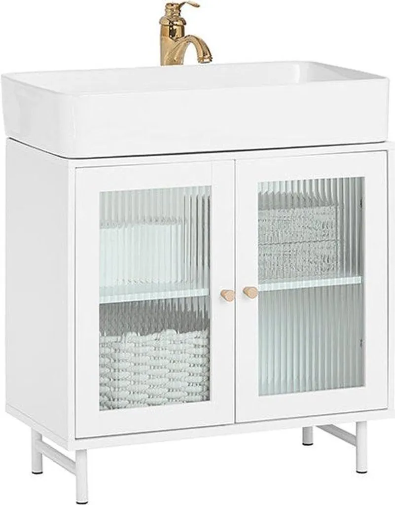 Organisateur sous lavabo blanc pour optimiser l'espace en salle de bain
