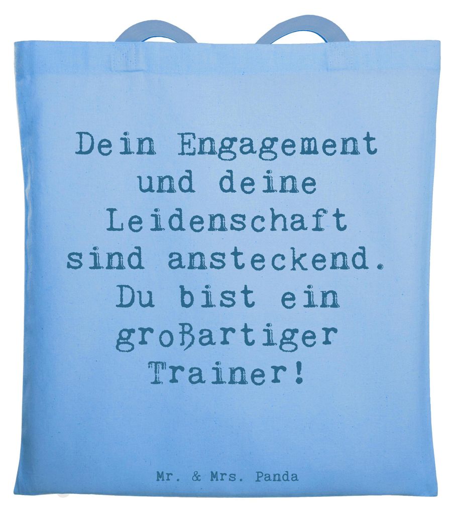 Mr. & Mrs. Panda Einkaufstasche Spruch Großartiger Trainer - Sky Blue - Geschenk, Motivation, motivieren, Herzlichkeit, Danke sagen, Tasche, Aufme...
