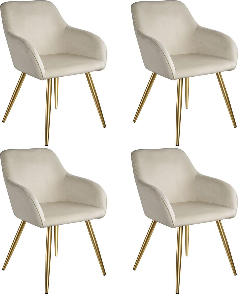 Chaise MARILYN Effet velours style scandinave - crème/or, Image du produit 