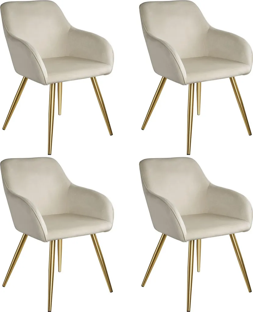 Chaise MARILYN velours lot de 4 : l'assise confortable et stable or/crème