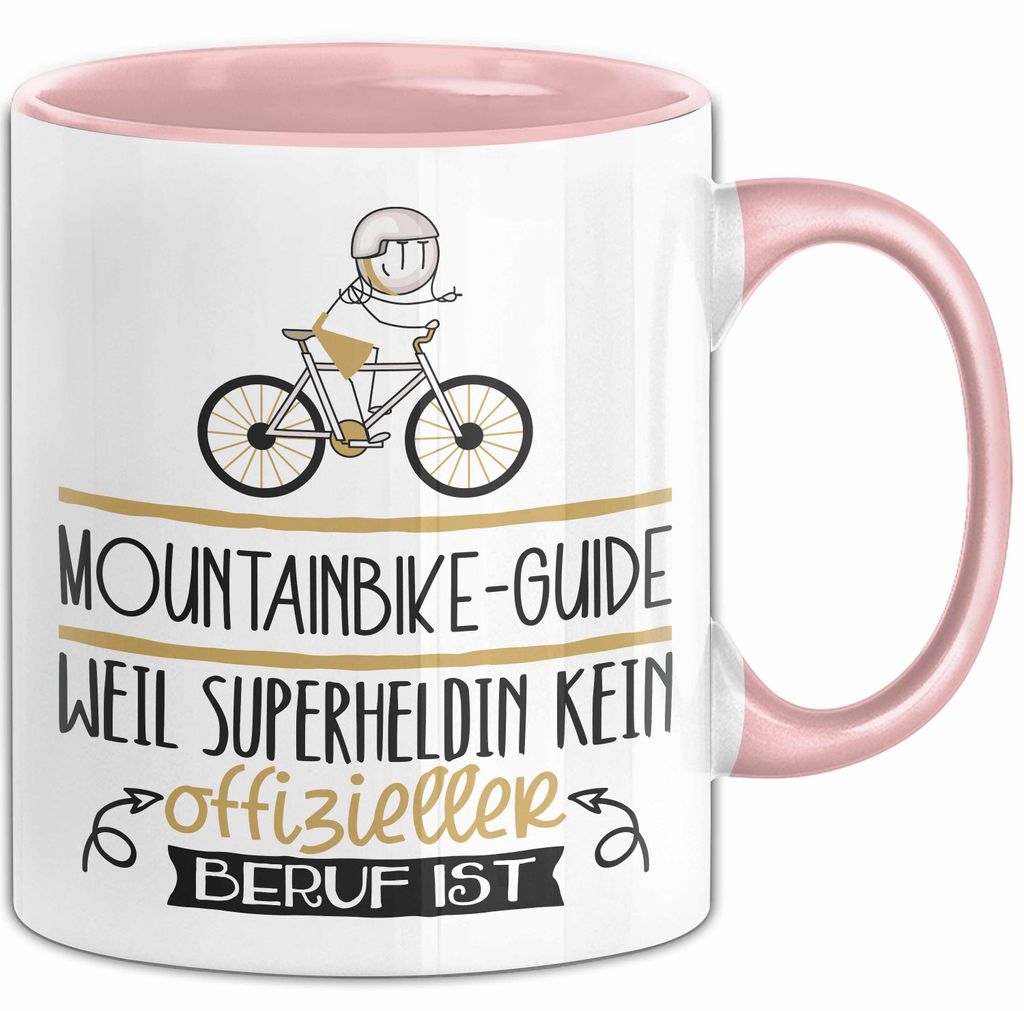 Mountainbike-Guide Geschenk Tasse Lustiger Spruch Mountainbike-Guide Weil Superheldin Kein Offizieller Beruf Ist Geschenkidee (Rosa)