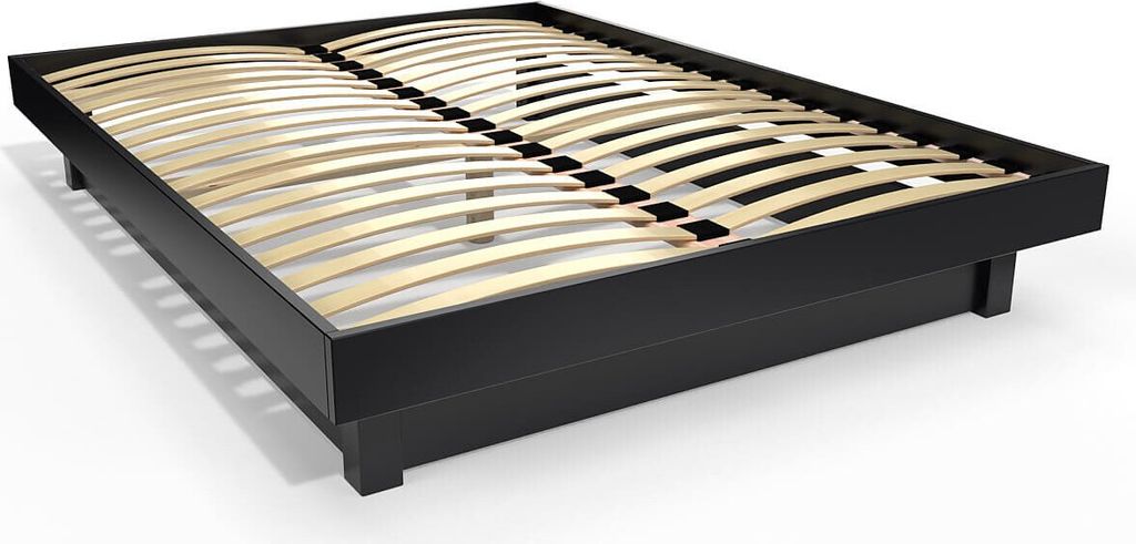 Plattformbett 160x200 aus Massivholz - Schwarz