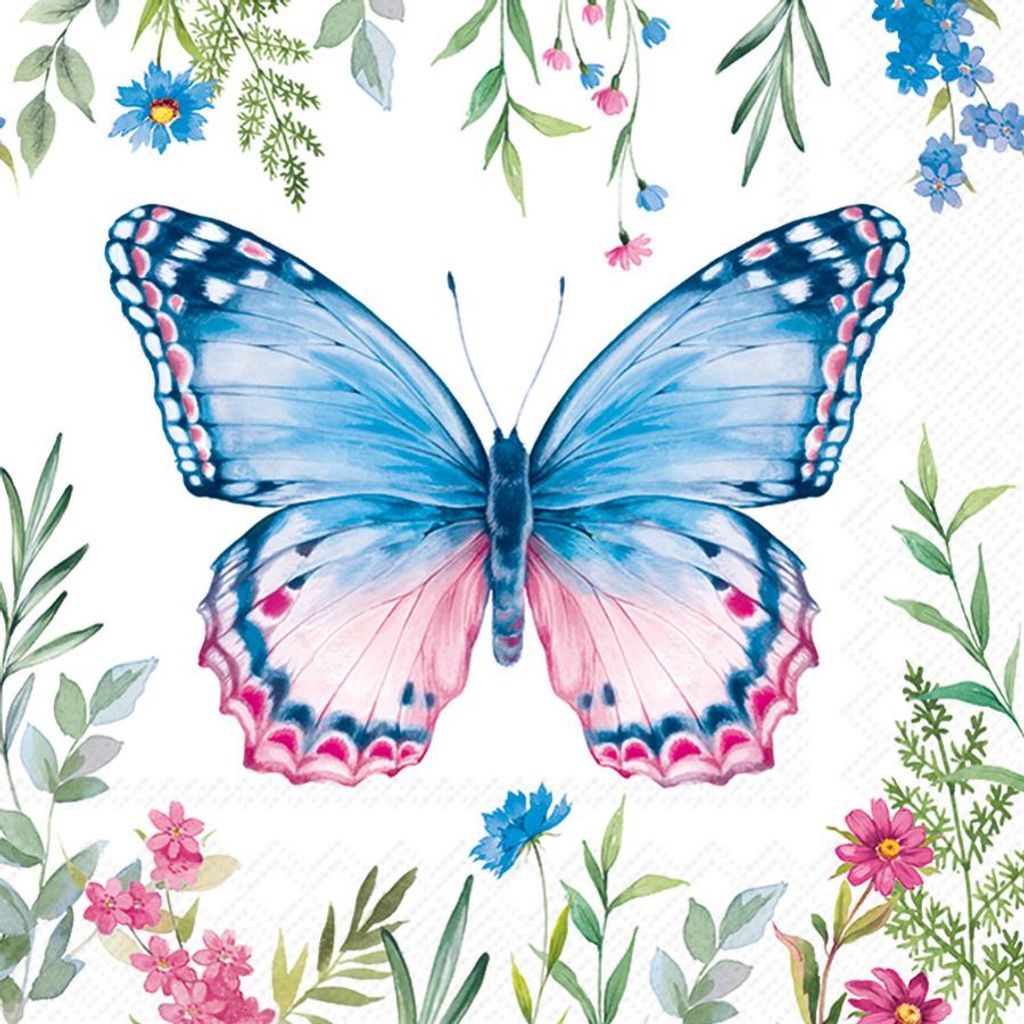 IHR Serviette Watercolor Butterfly 20 Stk 33x33 cm Tischdeko Schmetterling