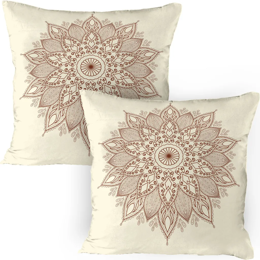 Fodera per Cuscino Mandala ABAKUHAUS 80x80 - Set 2 Pezzi Etnico Marrone