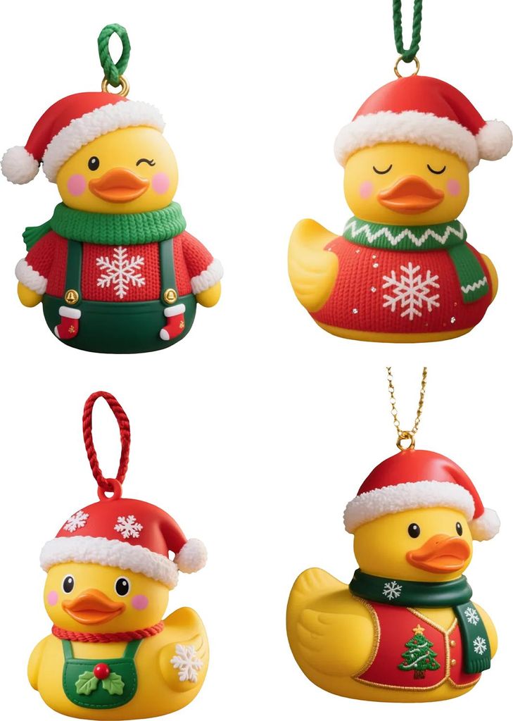 Weihnachtsenten-Ornamente, Acryl, Cartoon-Enten, Weihnachtsbaum-Hängedekorationen für Feiertagspartys, Heimdekoration