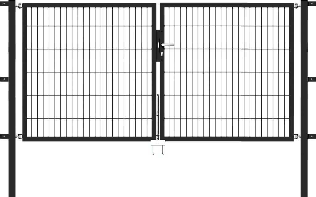 Alberts Doppeltor Flexo mit Zubehör, zum Einbetonieren, anthrazit, Breite 250 cm, Höhe 120 cm