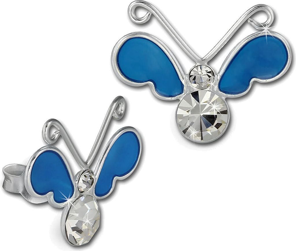 Teenie-Weenie Ohrstecker Kinder Silber blau 3D Schmetterling Ohrringe SDO8121H