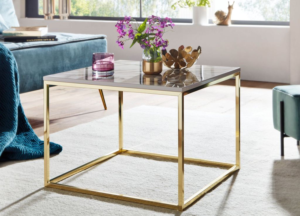 Couchtisch FineBuy Sofatisch Marmor Optik 60x60x45 cm Produktbild 2