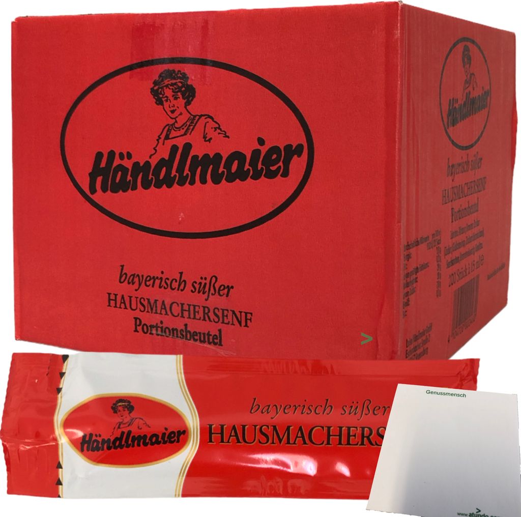 Händlmaier's Hausmachersenf süß Süßer Senf (200x15 ml) + usy Block