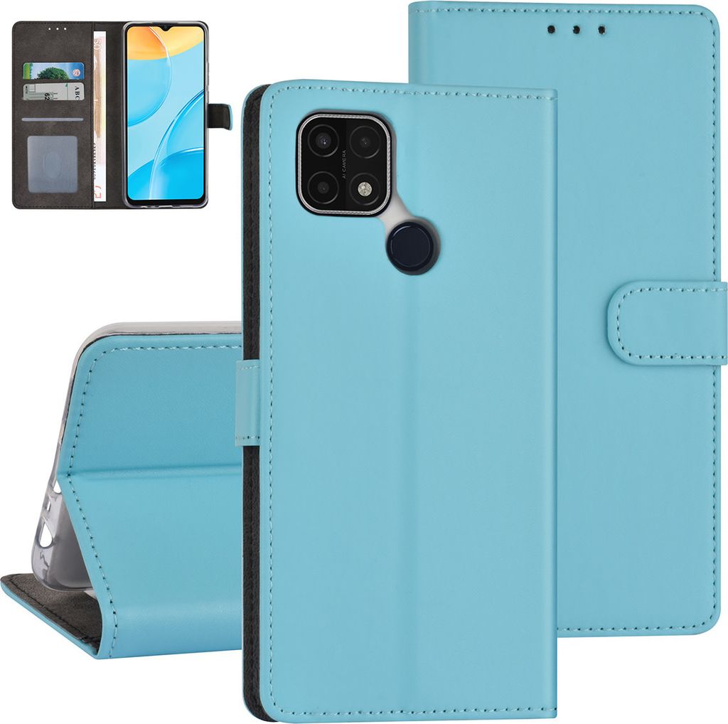 Oppo A15 Book type case - Card holder - Magnetic closure - Light Blue