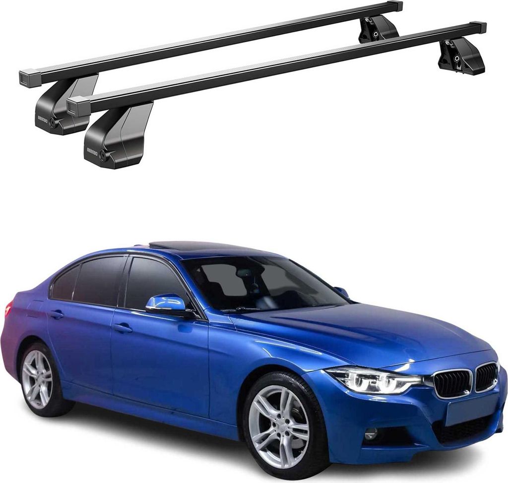 Menabo Dachträger Grundtäger für BMW 3er F30 2012-2019 75kg Stahl Schwarz 2 tlg