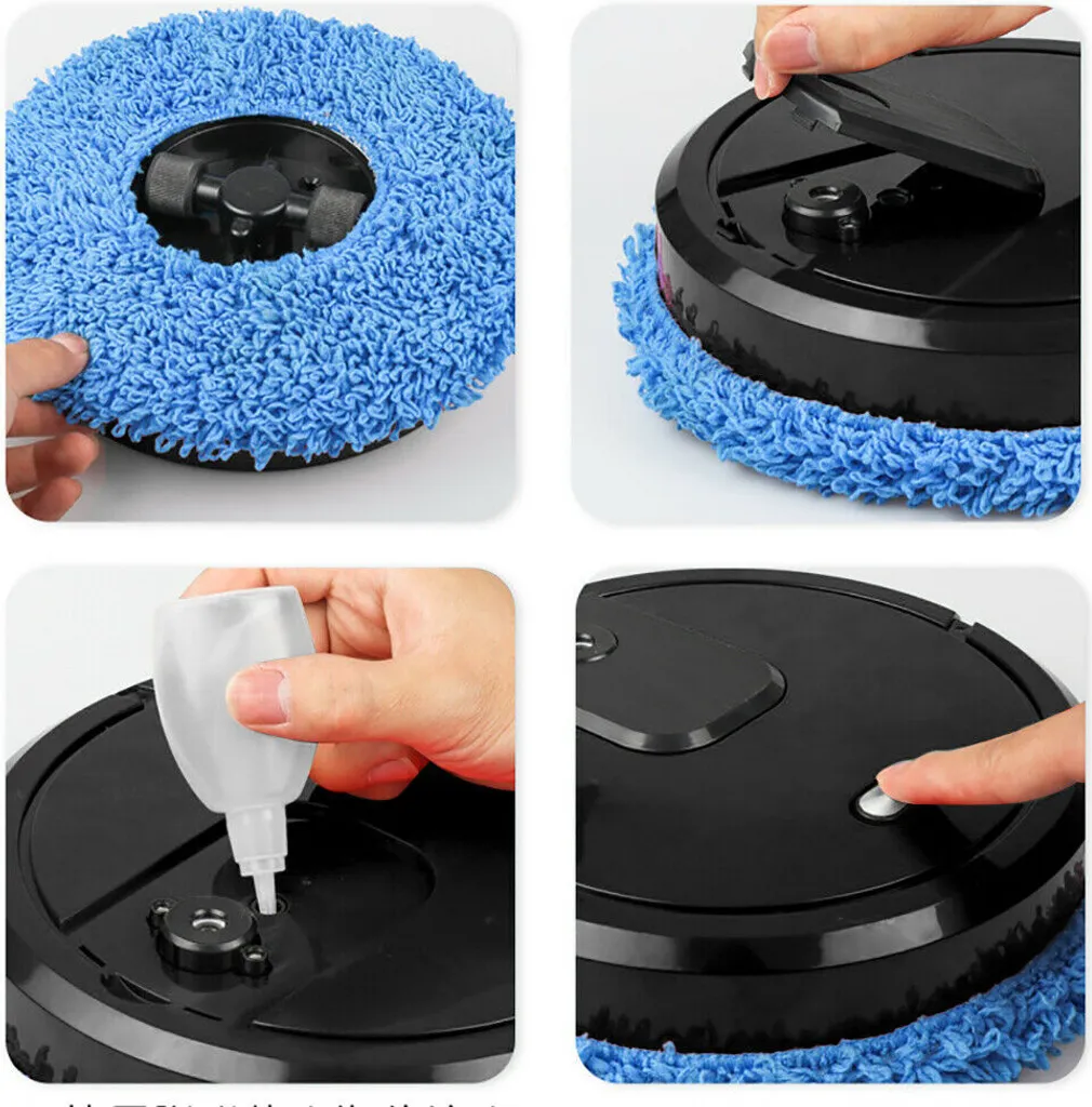 Robot nettoyeur de sol multifonction avec lingette microfibre rotative - 4