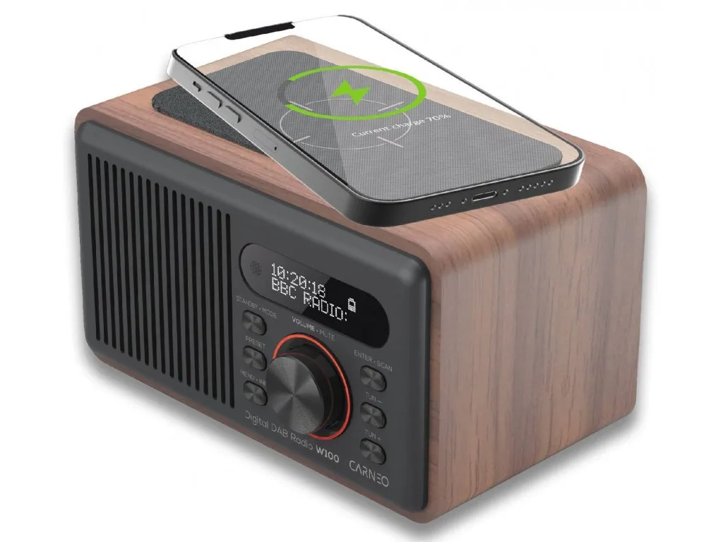 Radio numérique DAB+ Bluetooth CARNEO W100 avec charge induction Qi