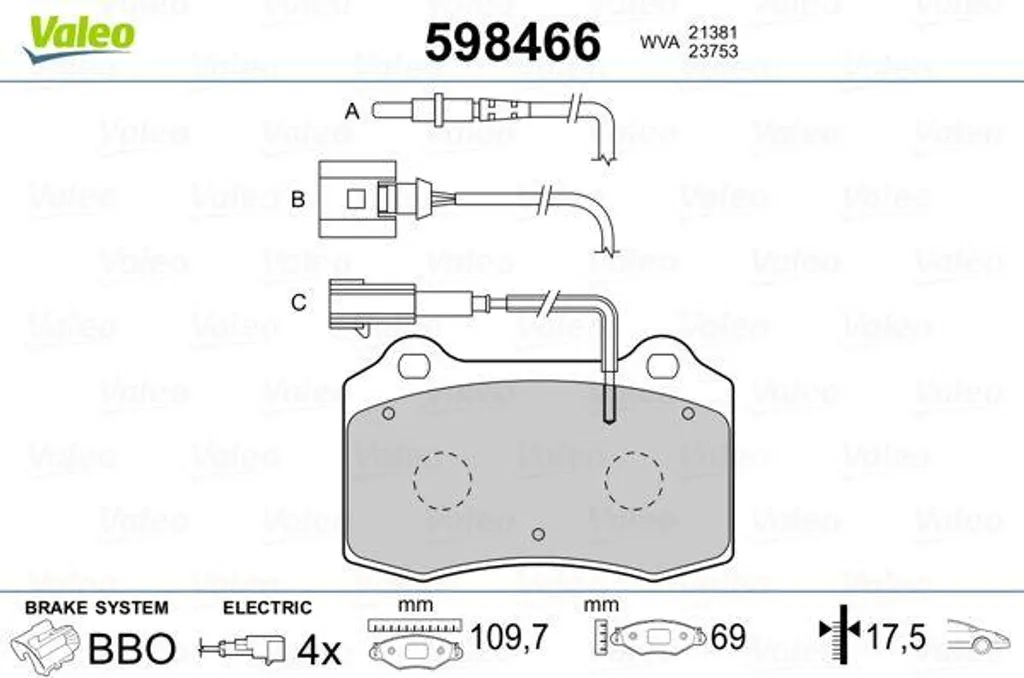 Supprimez les Bruits de Freinage sur 406 avec Valeo 598466 OE 425182