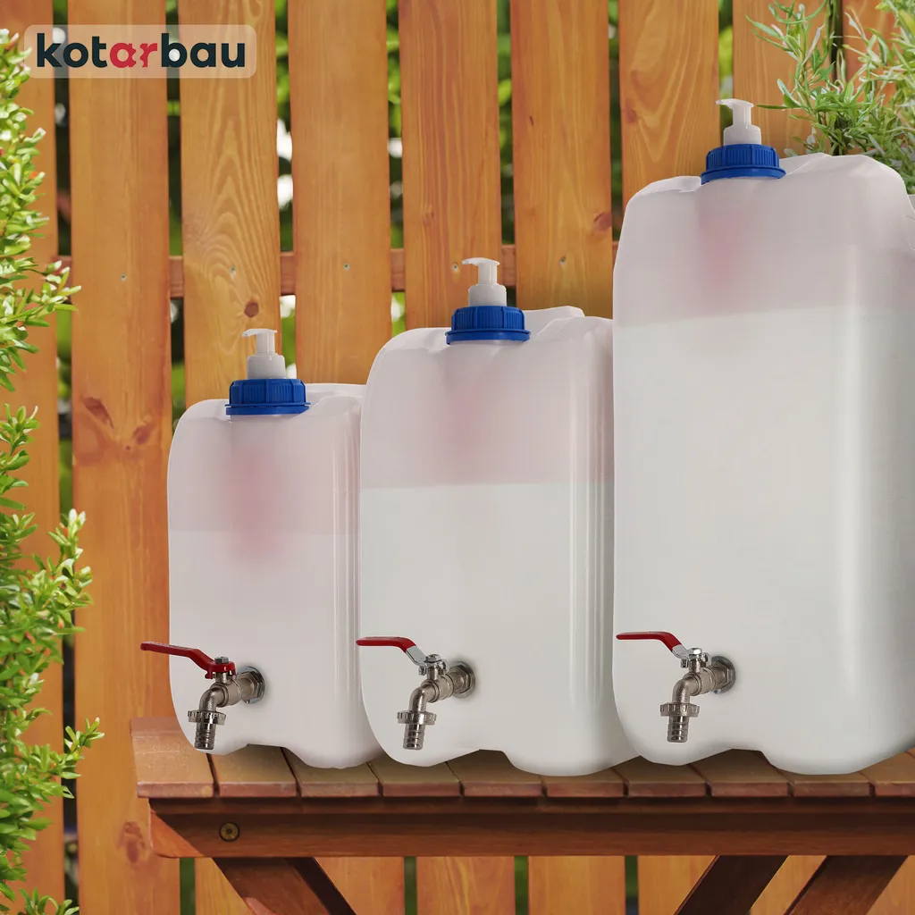 Bidon D'eau 20 L Avec Robinet Et Distributeur De Savon Intégré – Plastique PEHD, Empilable, Poignée, Pour Camping, Voiture Ou Usage Domestique