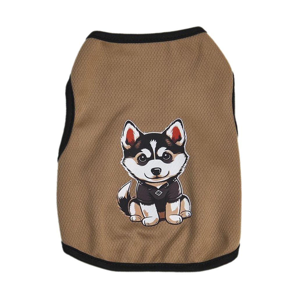 Hundeweste Rundhals Sommer Atmungsaktives Haustier T-Shirt Niedlicher Cartoon Tierdruck Katzenpullover Haustiermode Kleidung