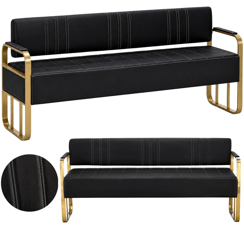 Sofa Couch für Salon Wartezimmer Praxis 4-Sitzer Goldrahmen Produktbild 