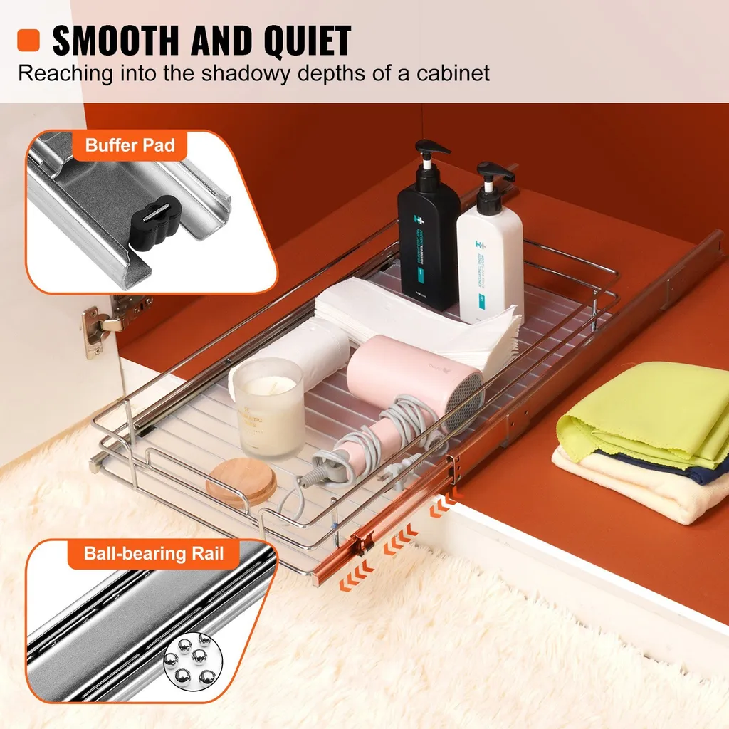 Portaspezie estraibile Porta lavello Armadio da cucina, 292 x 419 x 63,5 mm Cassetto scorrevole Lavello Porta spezie in piedi Anta dell'armadio Organizzatore dell'armadio Porta base Armadio lavello Multiuso - 3