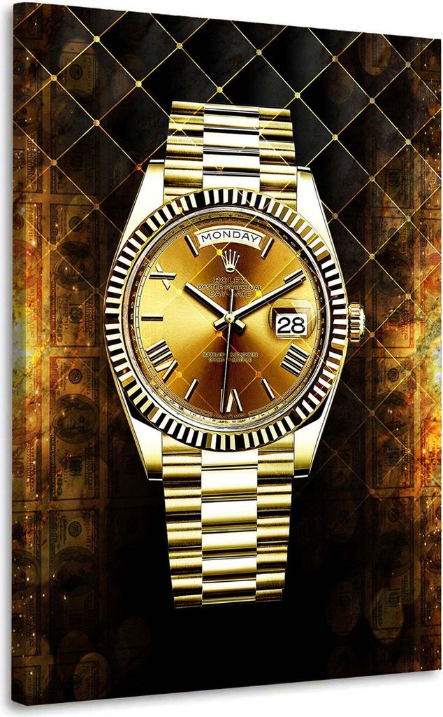 Luxury Motivation Uhr Wandbild Leinwandbild Deko Kunst XL: 120x180x4cm