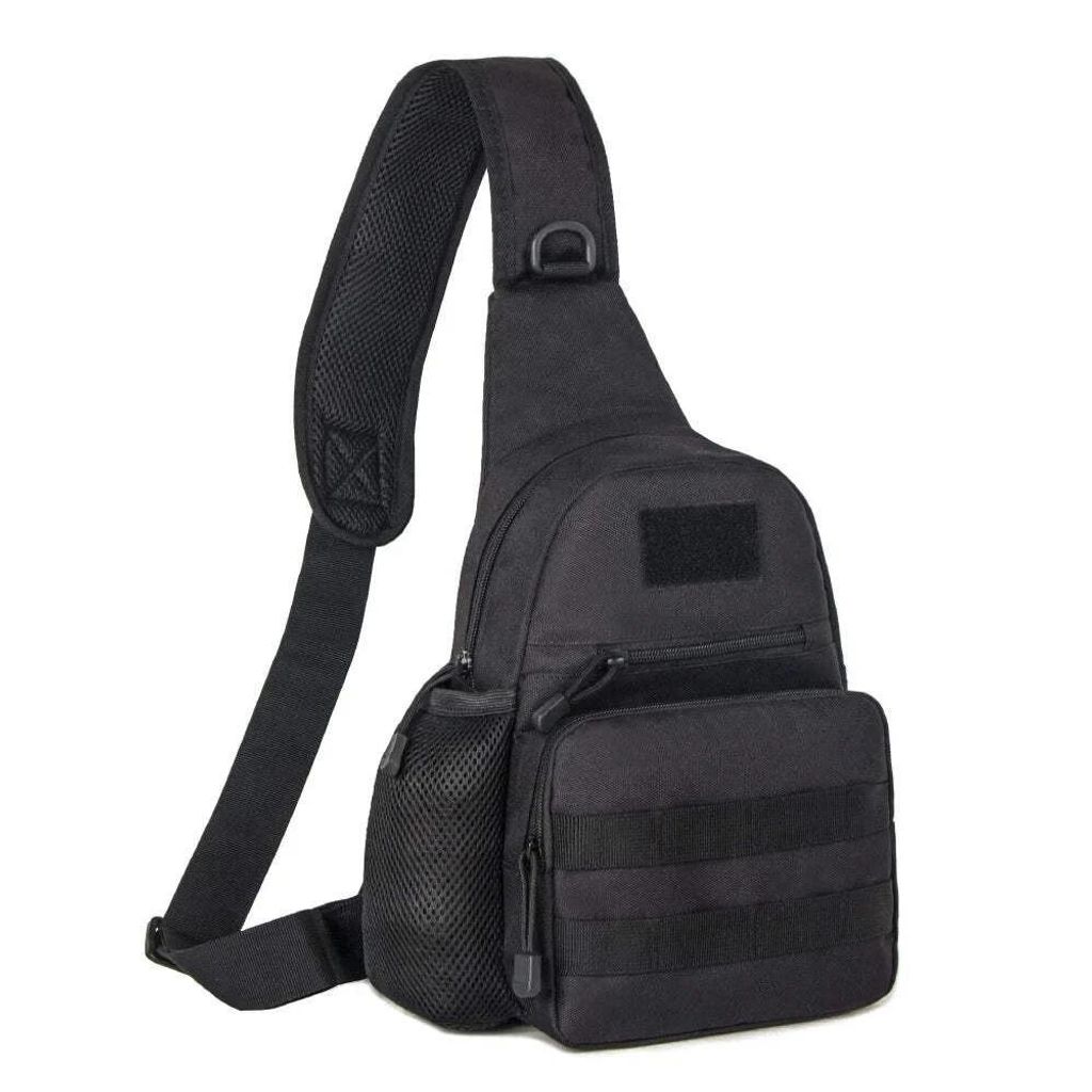 Taktische Umhängetasche MOLLE Schultertasche Sling Bag Bundeswehr Outdoor EDC-schwarz