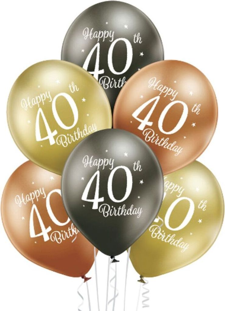 Luftballon Ø30cm Happy 40th Birthday | 6 Stk.
