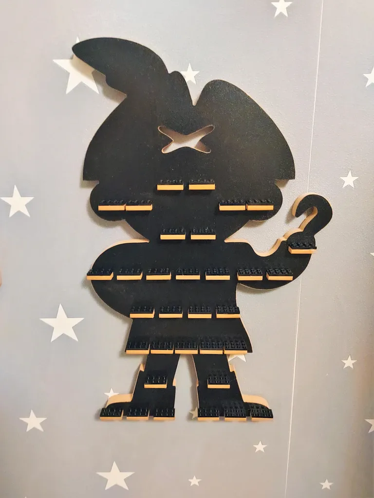 Étagère pour figurines pirates noire : présentoir mural en bois massif