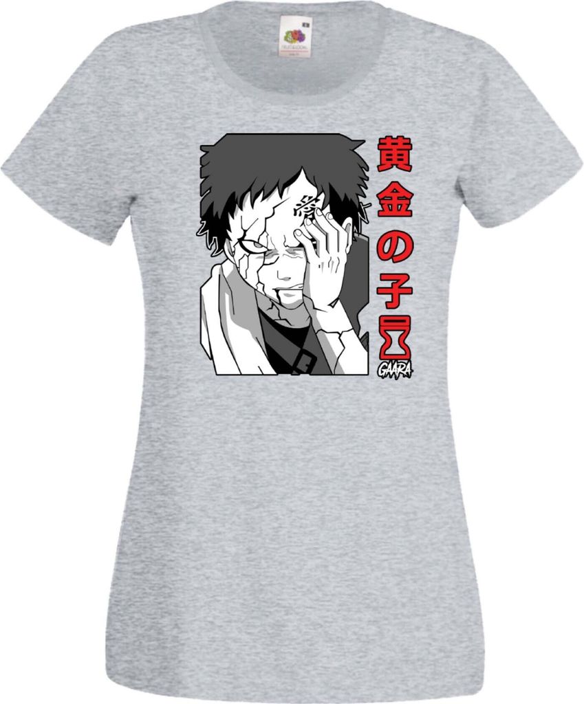 Damen T-Shirt Naruto Gaara 02 Var-039 Sand Hokage, Lady XS / Grau