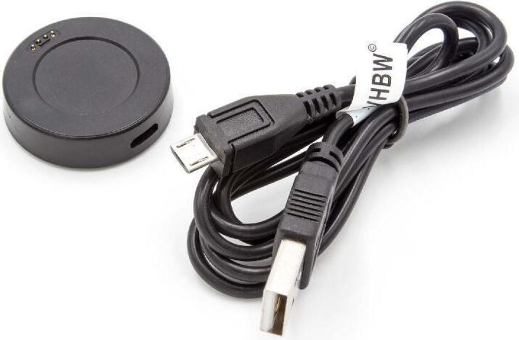 vhbw USB-Ladestation kompatibel mit Huawei Active, Watch Classic, Watch Smartwatch - Ladeschale mit Aufladekabel, 100 cm Schwarz