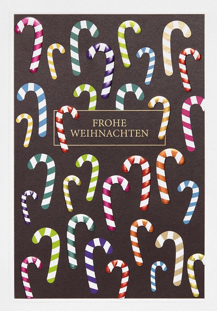 Weihnachten Prisma unverpackte Weihnachtskarte mit Umschlag Zuckerstangen mit Blindprägung Frohe Weihnachten