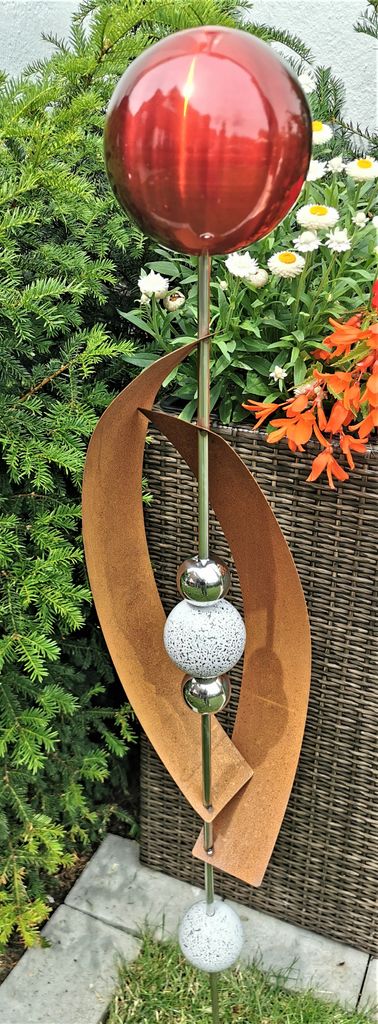 Skulptur Deimos rot matt gebürstet 145 cm Edelstahl & Produktbild 