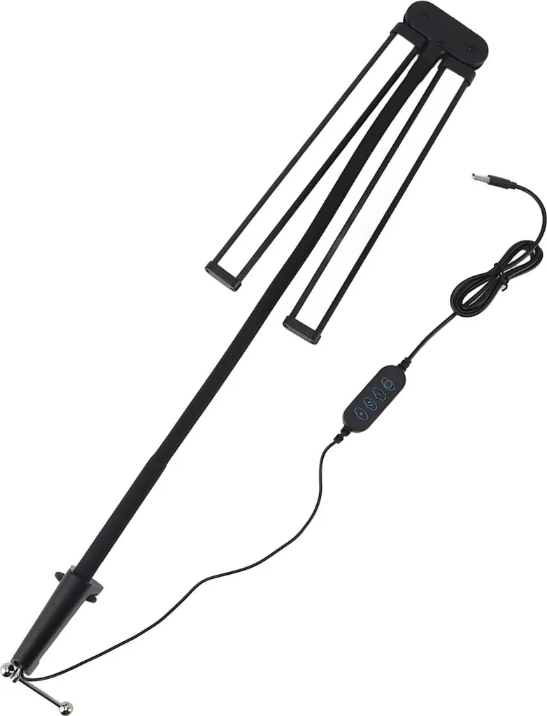 Lampe de bureau LED articulée à double bras pivotant avec pince noire