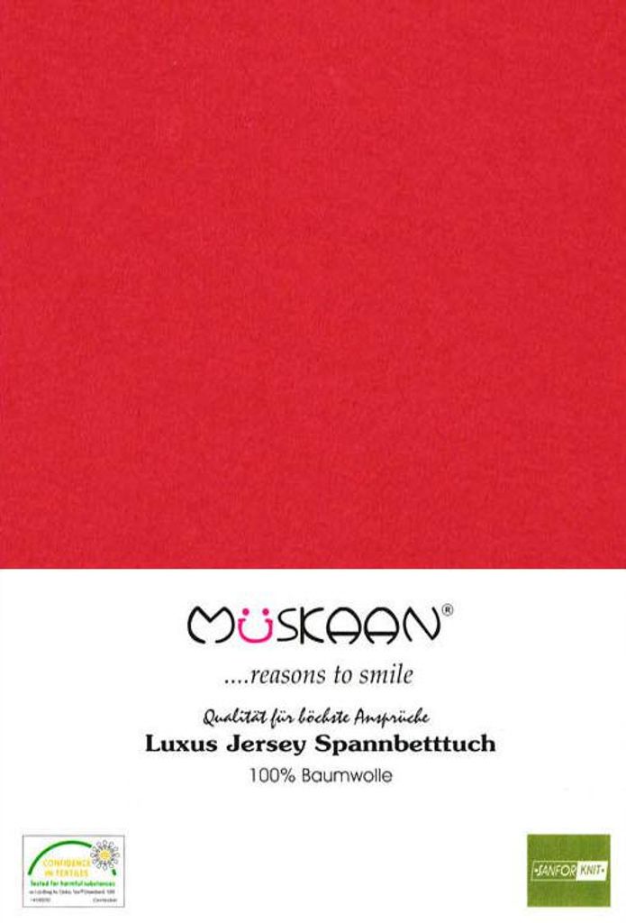 Jersey Spannbettlaken 180x200 - 200x200 cm Rot - 100% Produktbild 
