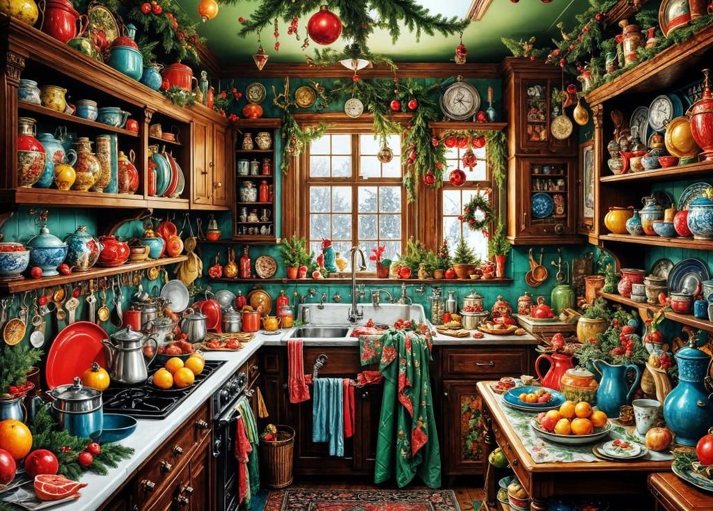 Bluebird Puzzle Weihnachts-Puzzle Country Kitchen Christmas 1500 Teile