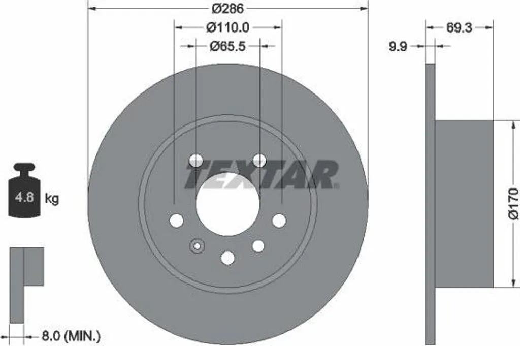 Disque de frein haute performance Textar 92075703 anti-vibration OE
