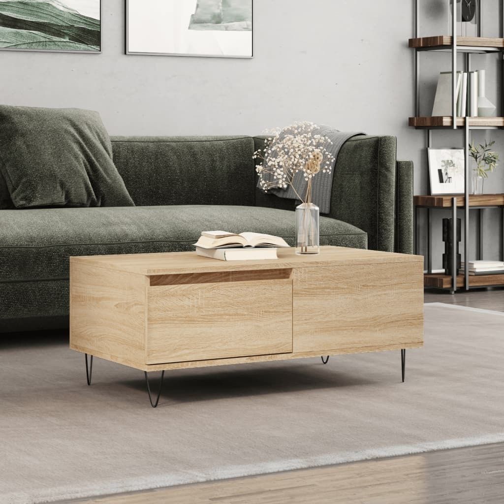 "2026 Promotion" Couchtisch Wohnzimmer - Kaffeetisch - Sonoma-Eiche 90x50x36,5 cm Holzwerkstoff - Sofatisch CC29585