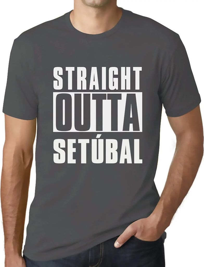 Herren Grafik T-Shirt Straight Outta Setúbal Öko-Verantwortlich Vintage Jahrgang Kurzarm Lustige Druck Geburtstag Geschenk Mann
