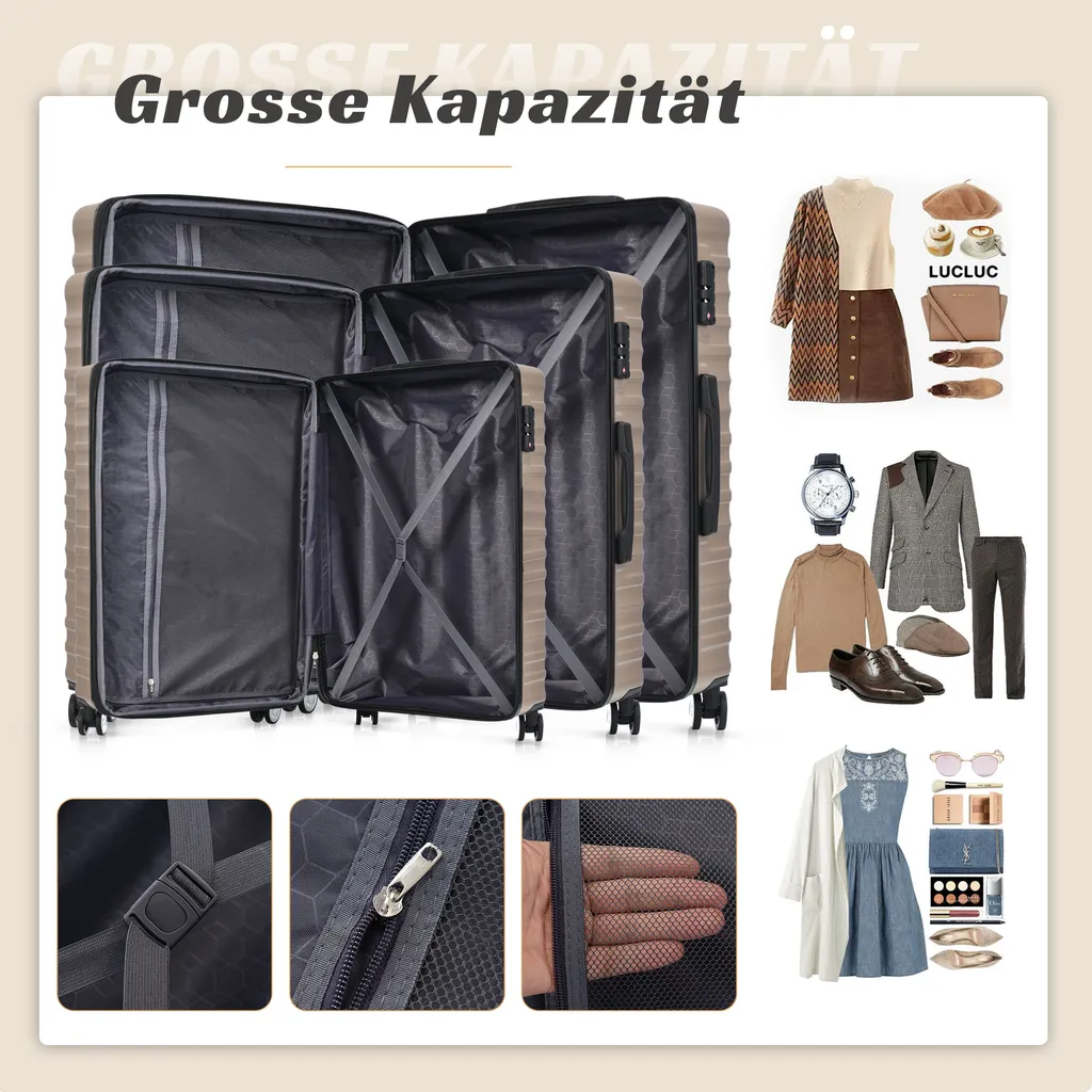 Set 3 Trolley Merax Oro - Valigie Rigide con TSA per Ogni Viaggio - 3