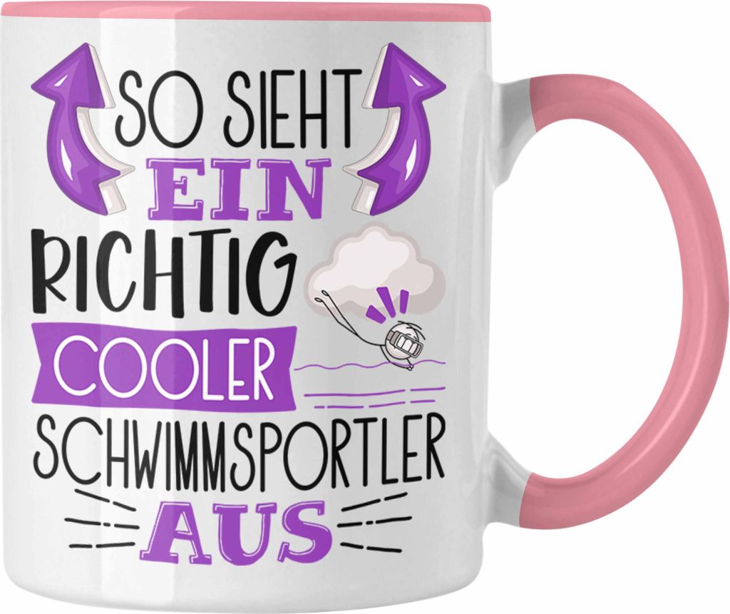 Trendation - Schwimmsportler Tasse Geschenk So Sieht Ein Richtig Cooler Schwimmsportler Aus Geschenkidee Spruch Lustig Becher (Rosa)