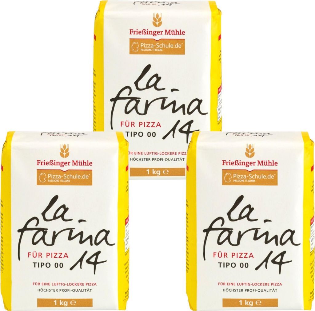Frießinger Mühle La Farina 14 Pizzamehl Tipo 00 1 kg (3er Produktbild 