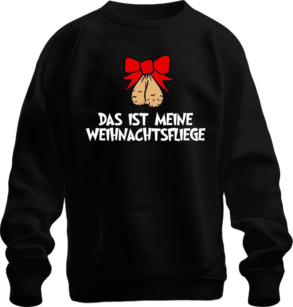 Meine Weihnachtsfliege rote Schleife lustig Geschenk Nüsse Weihnachten Uni Sweatshirt Pullover, Schwarz, 3XL