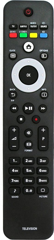 Ersatz Fernbedienung für Philips TV 52PFL7404H/60 | PET741D/12 | PET745/12 |