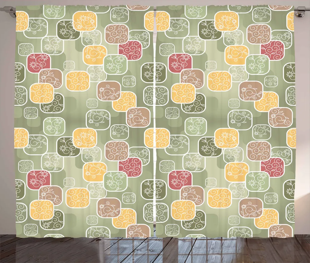 Tenda Design ABAKUHAUS Fiori Rustici e Pattern Geometrici 280x175