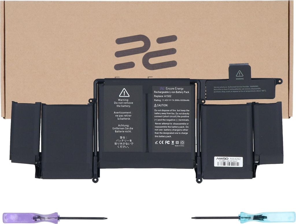 Encore Energy Akku für Apple Macbook Pro 13 2015 Retina A1502 74.9Wh 11.42V 6559mAh A1582
