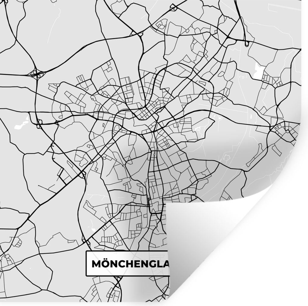 MuchoWow Wandtattoo Wandsticker Wandaufkleber Karte - Deutschland - Mönchengladbach - Karte - Stadtplan 30x30 cm Selbstklebend und Repositionier...