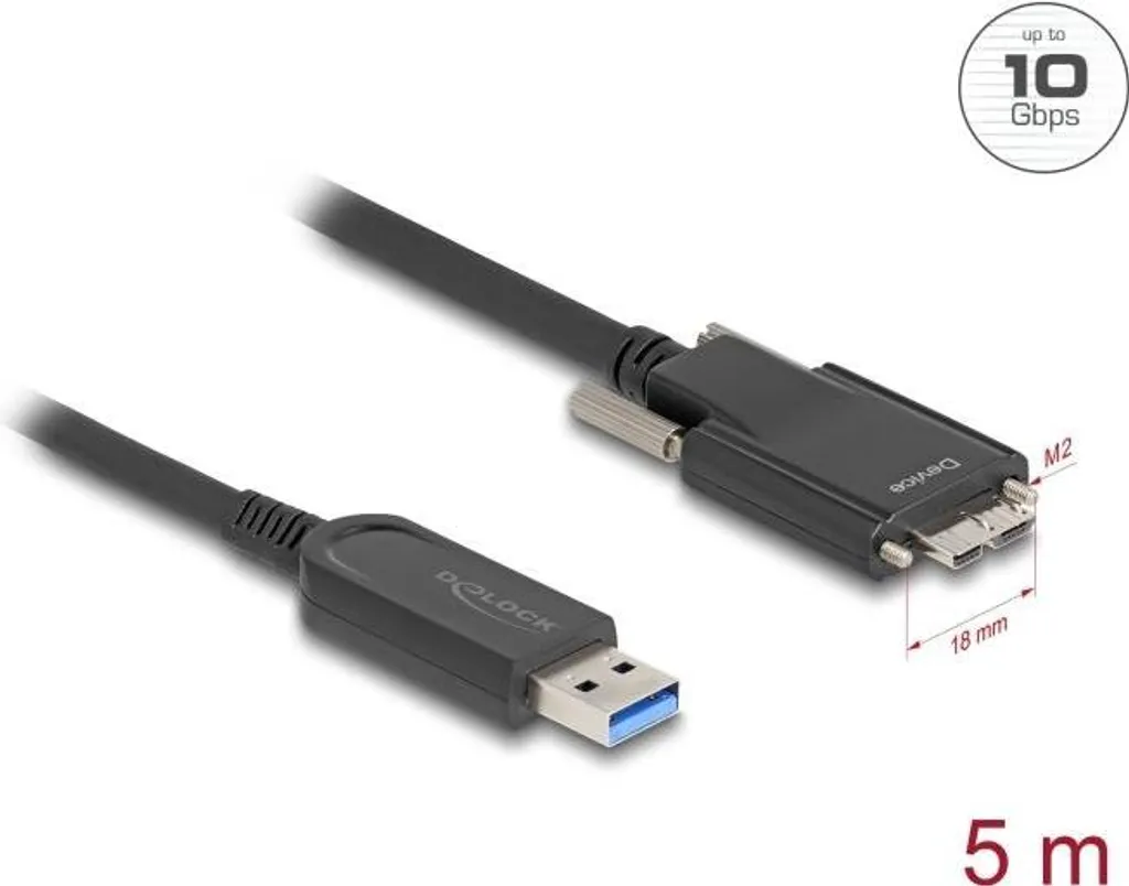 Câble Optique USB 10 Gbps avec Vis de Fixation - 5m Delock Référence 83211