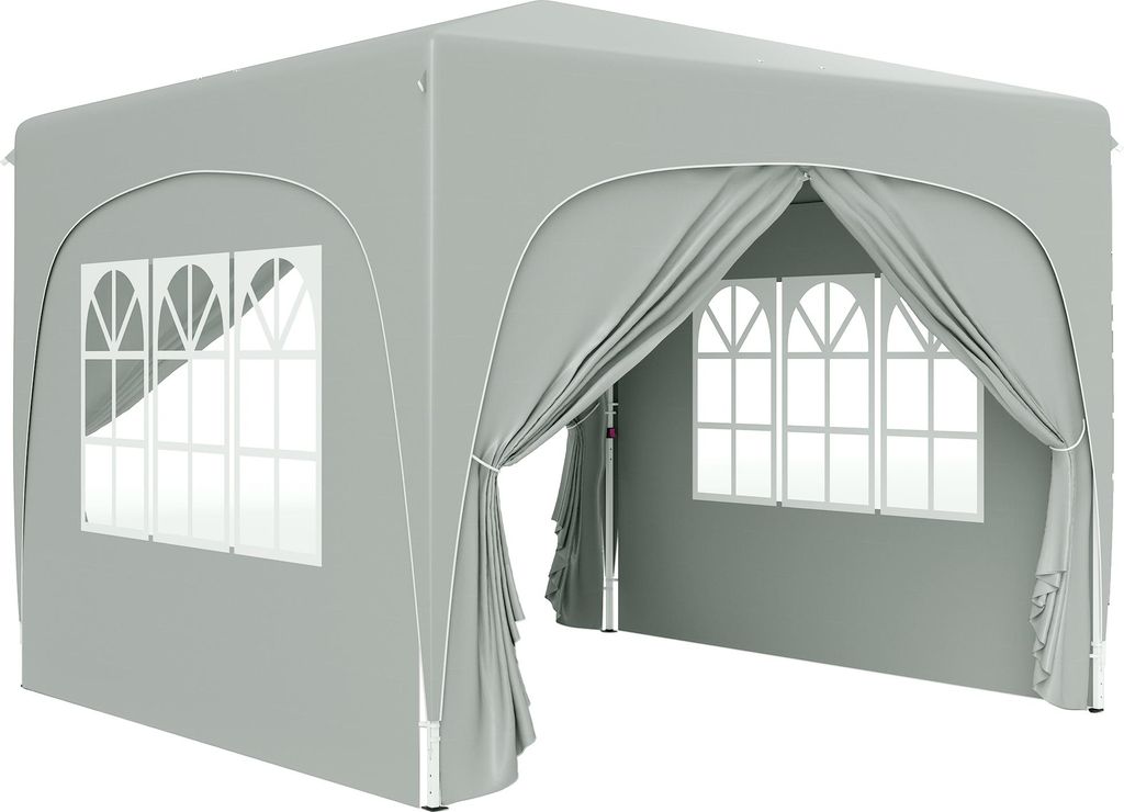 Fortuna Lai Pavillon 3x3m, wasserabweisend Stabil Winterfest Pop-up Faltpavillon, UV Schutz 50+, Faltbar Partyzelt Gartenzelt mit 4 Seitenteilen Ta...