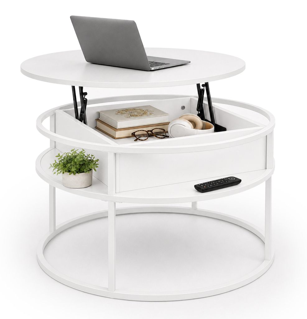 Relaxdays Couchtisch mit Stauraum, HxD: 47 x 80 cm, Produktbild  KI-generiertes Bild