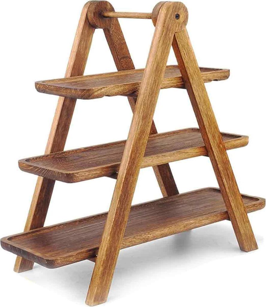 Serviertablett aus Holz mit 3 Ebenen, Cupcake-Ständer, einfache Montage, hölzerne Platte im Bauernhausstil, leichtes dekoratives Tablett für Par...