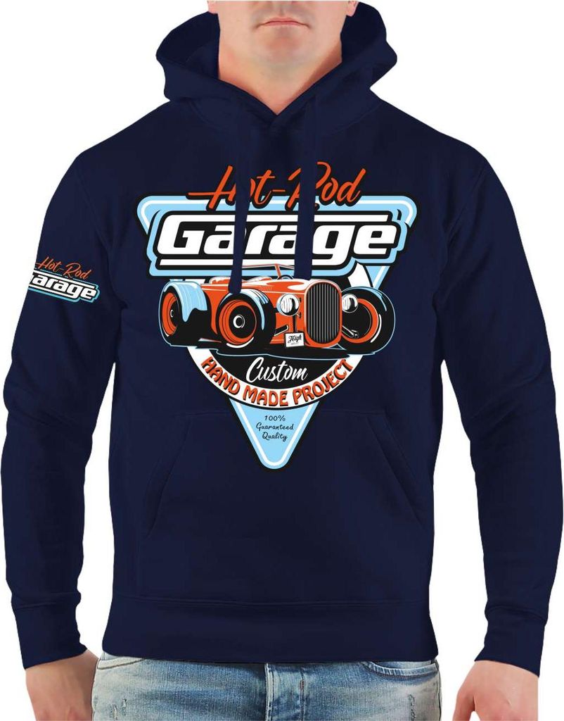 Herren Kapuzenpullover Hot rod Garage Handmade Custom